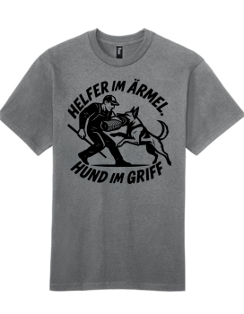 Unisex T-Shirt mit "Helfer im Ärmel" mit Bogenschrift